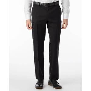 NEW BALLIN super 120s wool gabardine comfort eze plain front trouser in black